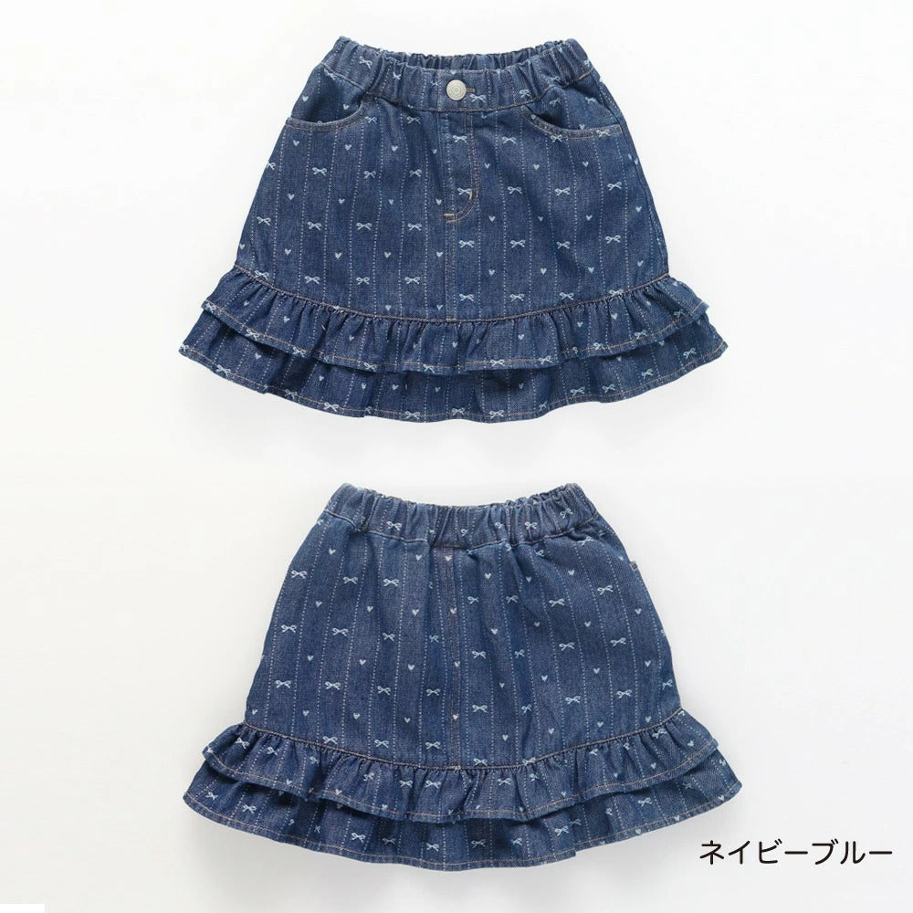 日本童裝 Branshes 提花牛仔短裙 80-150cm 女童款 夏季 SKIRTS