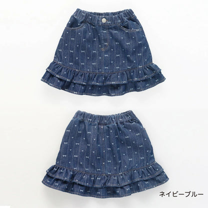 日本童裝 Branshes 提花牛仔短裙 80-150cm 女童款 夏季 SKIRTS
