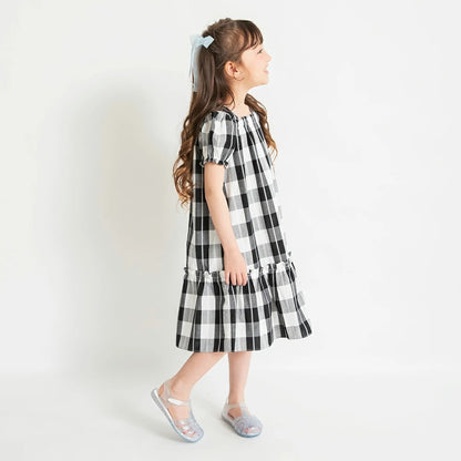 日本童裝 Branshes 格紋蝴蝶結連身裙 80-150cm 女童款 夏季 DRESSES
