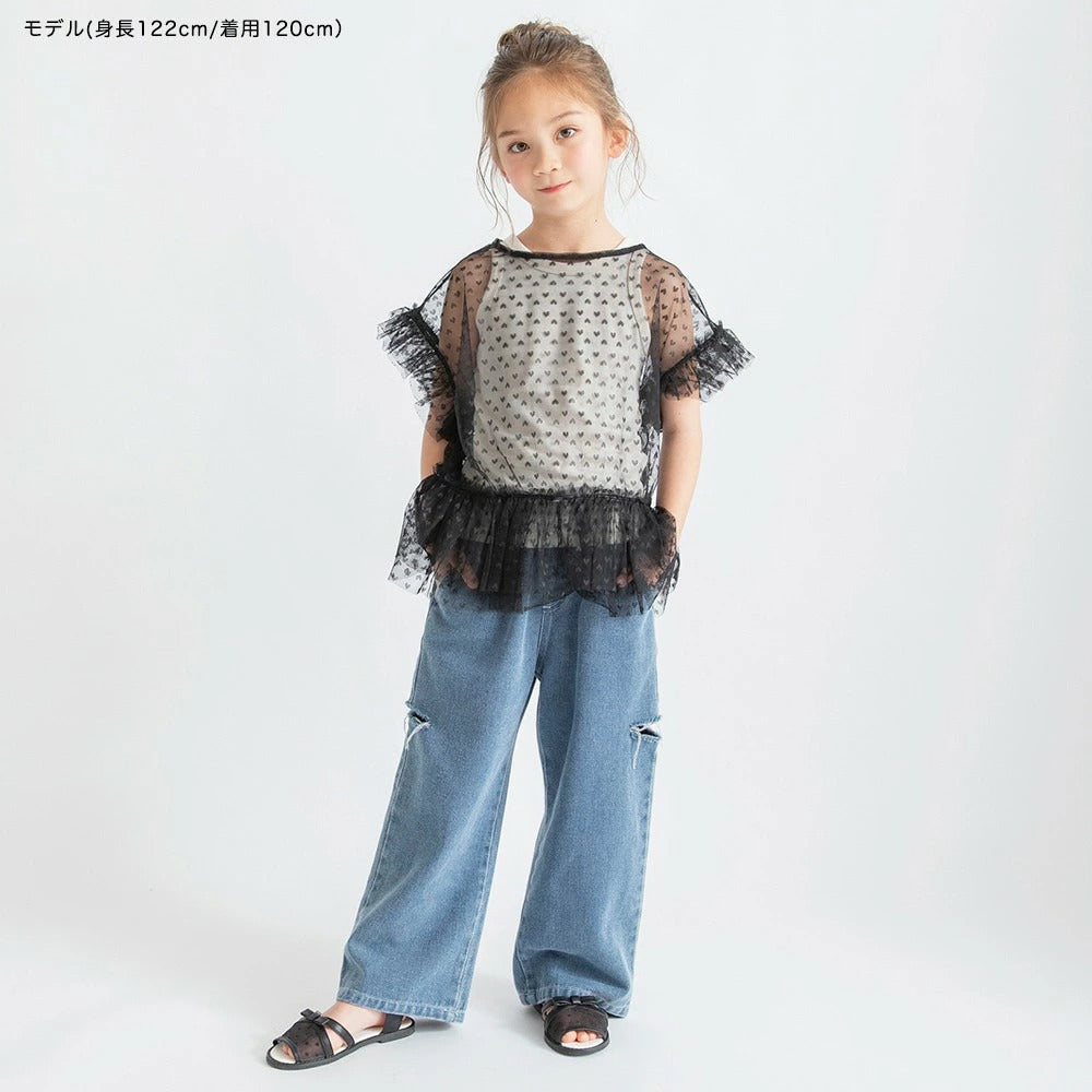 日本童裝 Branshes 心形薄紗上衣及背心套裝 90-150cm 女童款 夏季 TOPS