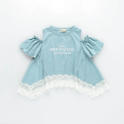 日本童裝 Branshes 蕾絲露肩上衣 100-150cm 女童款 夏季 TOPS