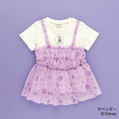 日本童裝 Branshes x Disney Frozen 印花上衣及薄紗吊帶衫套裝 90-130cm 女童款 夏季 TOPS