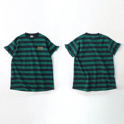 日本童裝 Branshes 花邊裙間條T裙 100-150cm 女童款 夏季 DRESSES