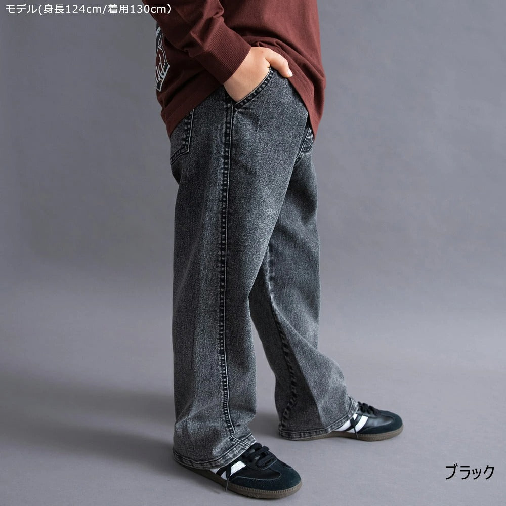 日本童裝 Branshes 牛仔寬腿直筒長褲 100-160cm 男童款/女童款 秋季 PANTS