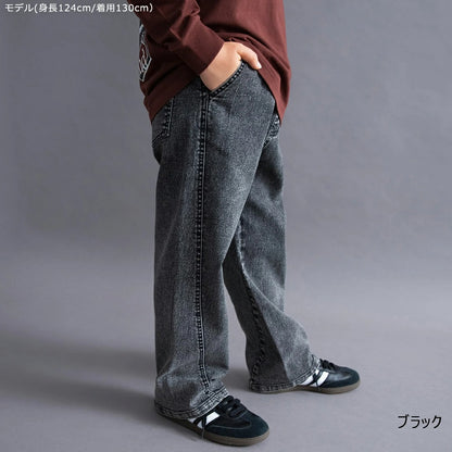 日本童裝 Branshes 牛仔寬腿直筒長褲 100-160cm 男童款/女童款 秋季 PANTS