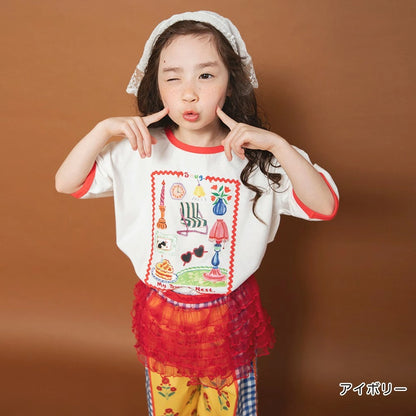 日本童裝 Branshes x りぃー 印花短袖上衣 80-130cm 女童款 夏季 TOPS