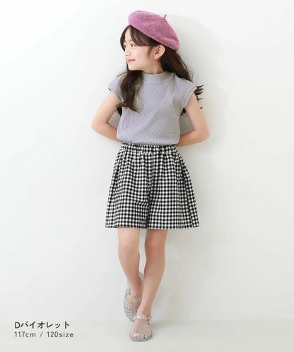 日本童裝 dev!rock 法式袖羅紋短袖上衣 100-160cm 女童款 夏季 TOPS