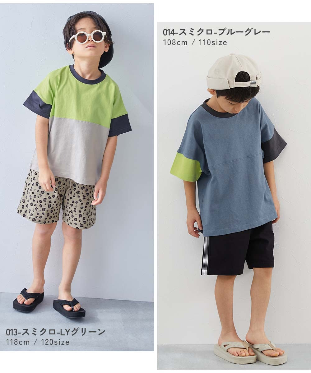 日本童裝 dev!rock 耐穿 耐洗不易變形 撞色拼接短袖上衣 80-160cm 男童款/女童款 TOPS 夏季