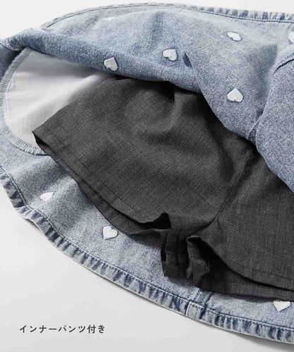 日本童裝 dev!rock 心形刺繡牛仔短裙 100-160cm 女童款 夏季 SKIRTS