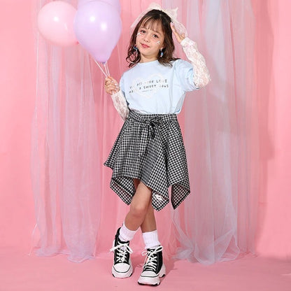 日本童裝 BDL 假兩件蕾絲袖上衣 90-140cm 女童款 夏季 TOPS