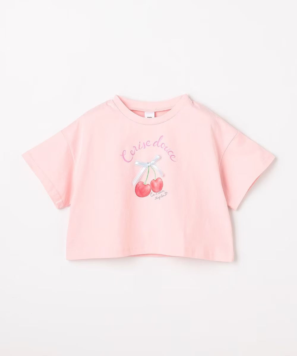 日本童裝 aF#a325 車厘子印花上衣 110-160cm 女童款 夏季 TOPS