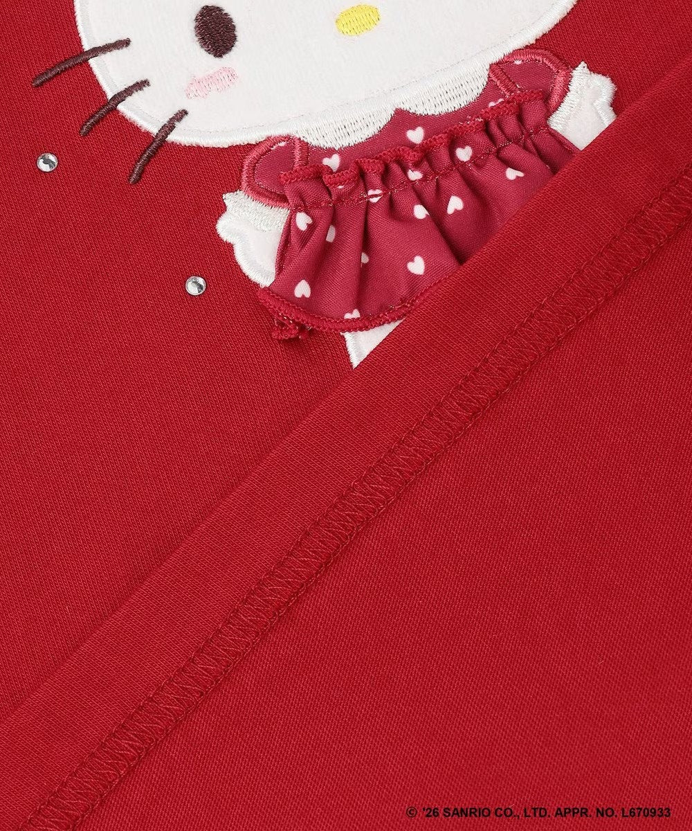 日本童裝 ANY#26 x Sanrio Hello Kitty 貼花長袖上衣 110-150cm 女童款 秋季 TOPS 聖誕紅/新年紅