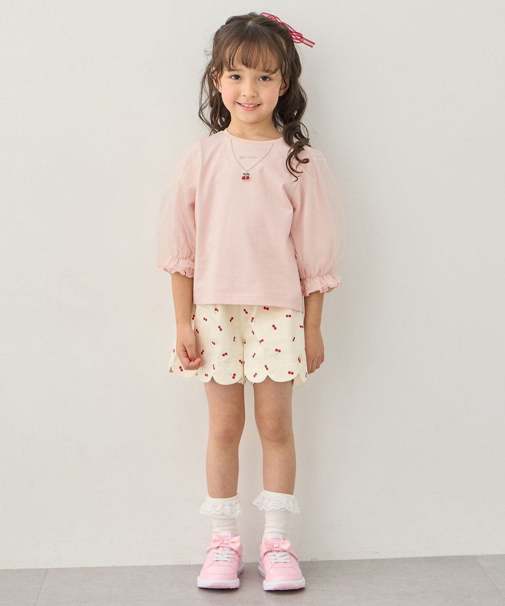 日本童裝 aF#a325 薄紗七分袖上衣 100-150cm 女童款 夏季 TOPS