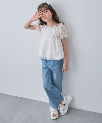 日本童裝 aF#a325 2Way 吊帶露肩上衣 110-160cm 女童款 夏季 TOPS