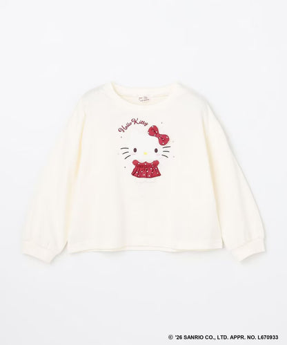 日本童裝 ANY#26 x Sanrio Hello Kitty 貼花長袖上衣 110-150cm 女童款 秋季 TOPS 聖誕紅/新年紅