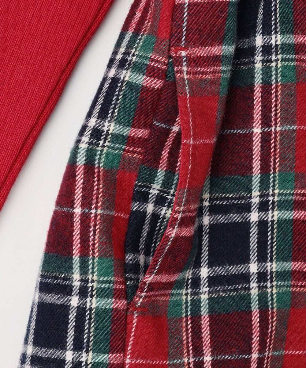 日本童裝 aF#a325 格紋拼接連衣裙 110-150cm 女童款 冬季 DRESSES 聖誕紅/新年紅