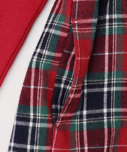 日本童裝 aF#a325 格紋拼接連衣裙 110-150cm 女童款 冬季 DRESSES 聖誕紅/新年紅