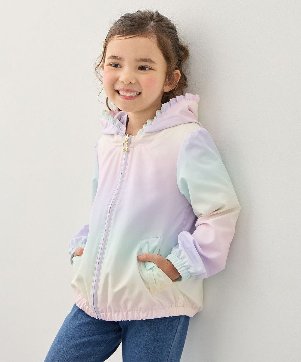 日本童裝 aF#a325 2Way 防水系列 雙面兩著 帽可拆 花邊風褸 100-150cm 女童款 春季 OUTERWEAR