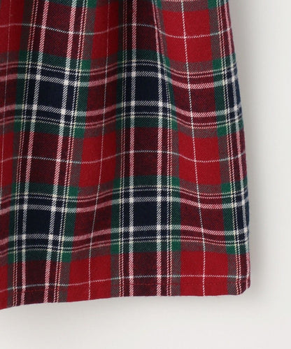 日本童裝 aF#a325 格紋拼接連衣裙 110-150cm 女童款 冬季 DRESSES 聖誕紅/新年紅