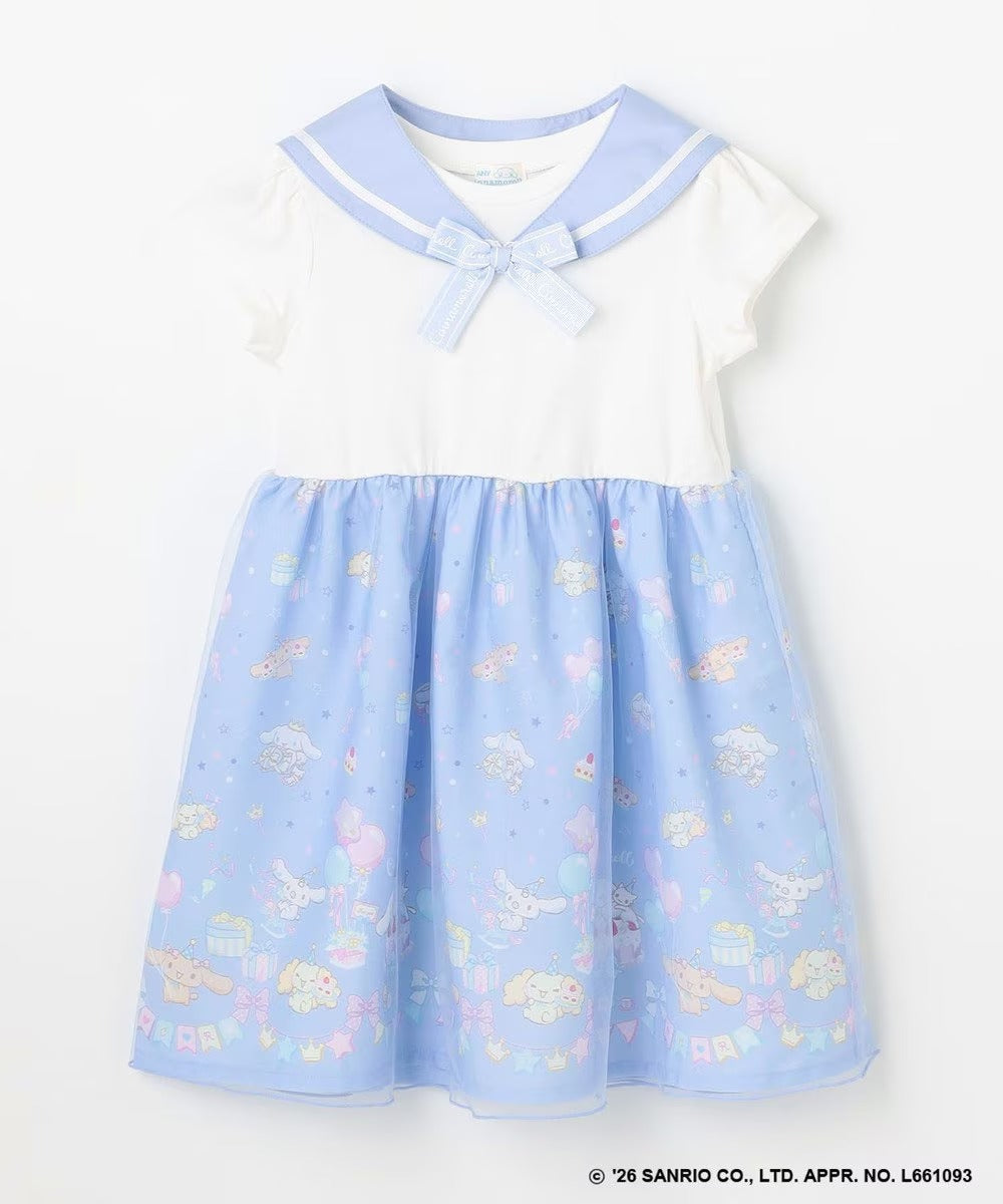 日本童裝 aF#a325 x Sanrio Cinnamoroll 2Way 領可拆 水手領連身裙 100-150cm 女童款 夏季 DRESSES