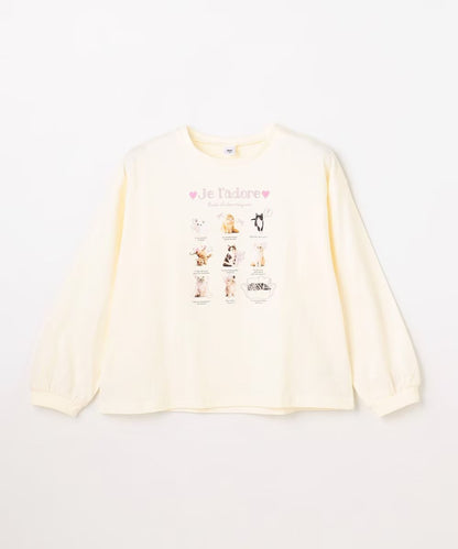 日本童裝 aF#a325 貓貓印花上衣 90-150cm 女童款 春季 TOPS