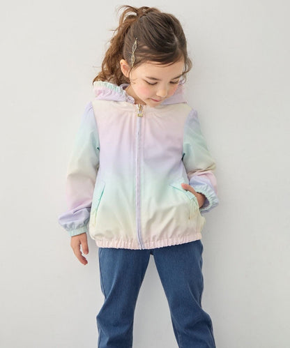 日本童裝 aF#a325 2Way 防水系列 雙面兩著 帽可拆 花邊風褸 100-150cm 女童款 春季 OUTERWEAR