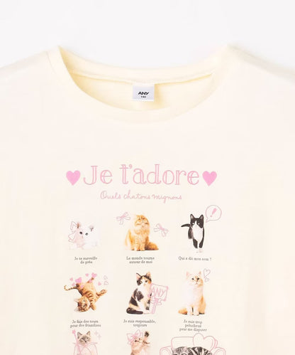 日本童裝 aF#a325 貓貓印花上衣 90-150cm 女童款 春季 TOPS