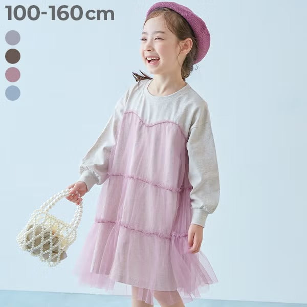 日本童裝 dev!rock 薄紗拼接長袖連身裙 100-160cm 女童款 秋季 DRESSES