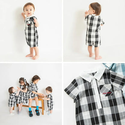 日本童裝 Branshes 格紋連衣 70-80cm 男童款 初生嬰兒 夏季 Jumpsuit