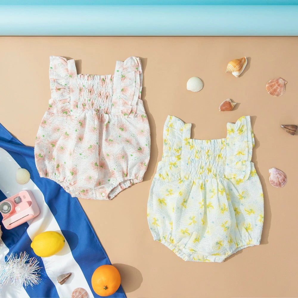 日本童裝 Branshes 花卉印花連衣 70-80cm 女童款 初生嬰兒 夏季 Jumpsuit
