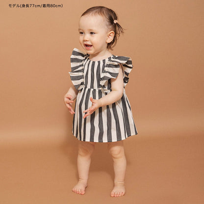 日本童裝 Branshes 染色條紋連衣 70-80cm 女童款 初生嬰兒 夏季 Jumpsuit