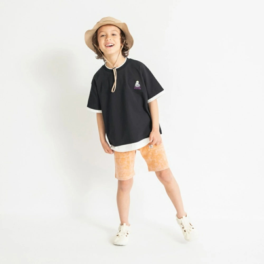日本童裝 Branshes 假兩件刺繡短袖上衣 80-150cm 男童款 夏季 TOPS