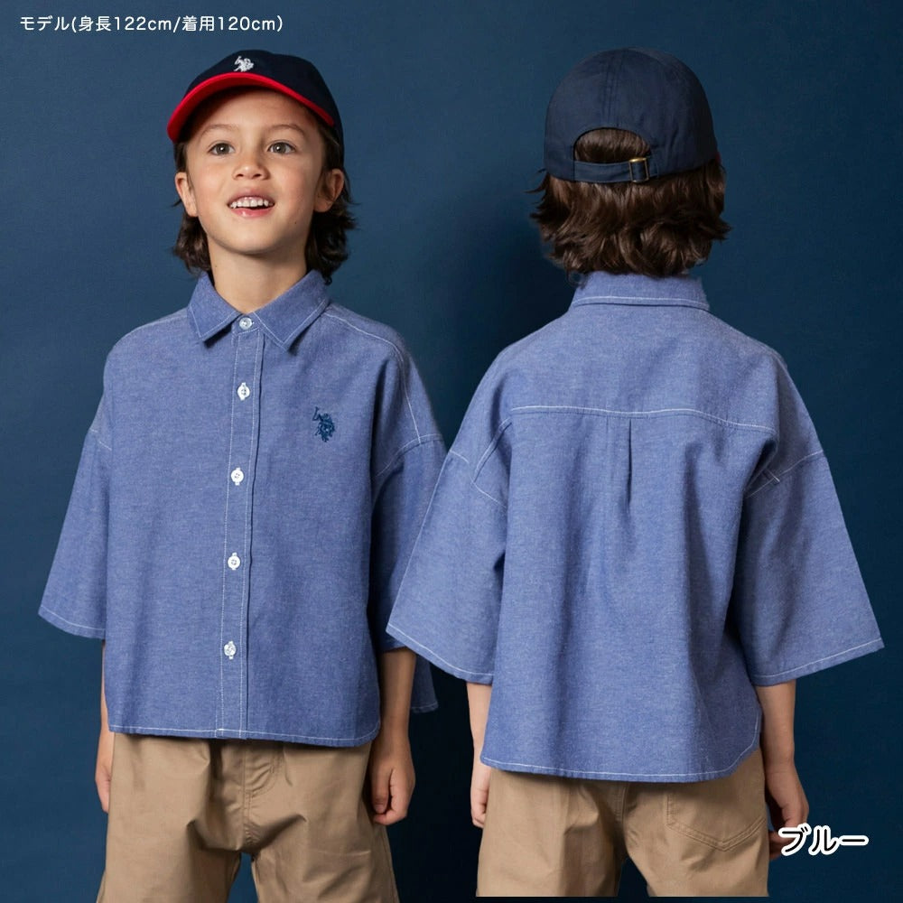 日本童裝 Branshes 【U.S. POLO ASSN.】刺繡短袖襯衫 90-150cm 男童款 夏季 TOPS
