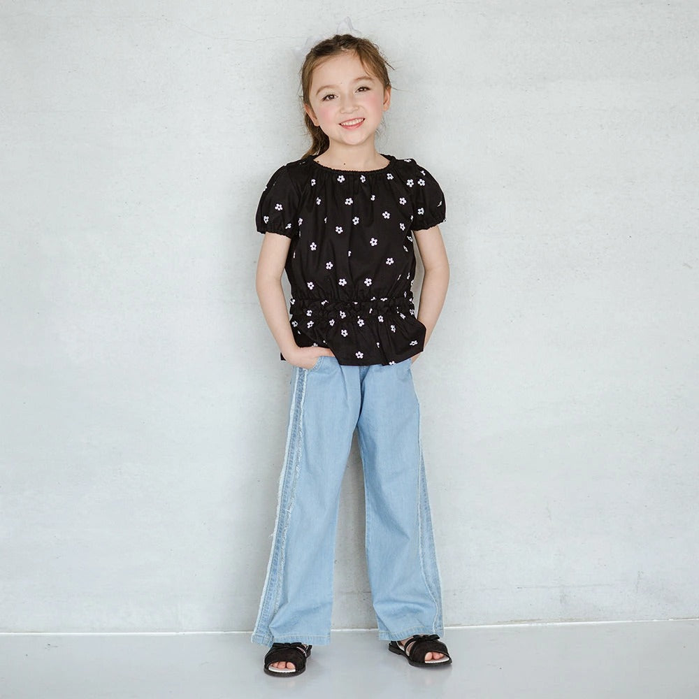 日本童裝 Branshes 束腰短袖上衣 80-130cm 女童款 夏季 TOPS