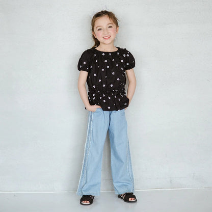 日本童裝 Branshes 束腰短袖上衣 80-130cm 女童款 夏季 TOPS