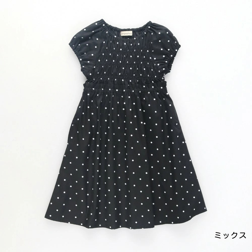 日本童裝 Branshes 短袖皺褶連身裙 80-150cm 女童款 夏季 DRESSES