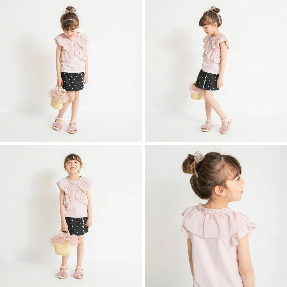 日本童裝 Branshes 荷葉邊交叉上衣 80-150cm 女童款 夏季 TOPS