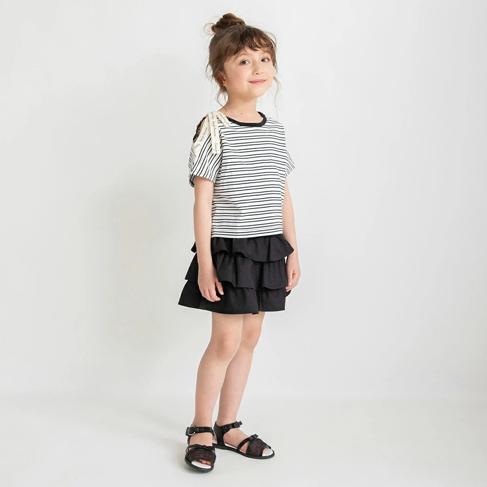 日本童裝 Branshes 蝴蝶結露肩上衣 80-150cm 女童款 夏季 TOPS