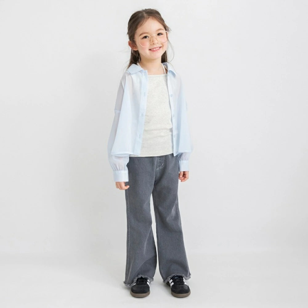 日本童裝 Branshes 薄紗長袖襯衫 80-150cm 女童款 夏季 TOPS OUTERWEAR