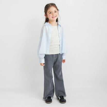 日本童裝 Branshes 薄紗長袖襯衫 80-150cm 女童款 夏季 TOPS OUTERWEAR