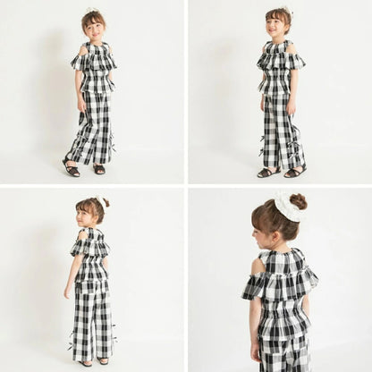 日本童裝 Branshes 格紋露肩上衣 80-150cm 女童款 夏季 TOPS