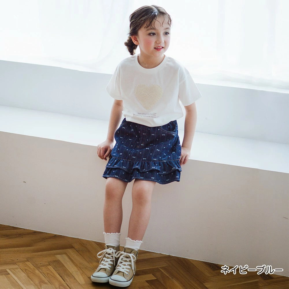日本童裝 Branshes 提花牛仔短裙 80-150cm 女童款 夏季 SKIRTS