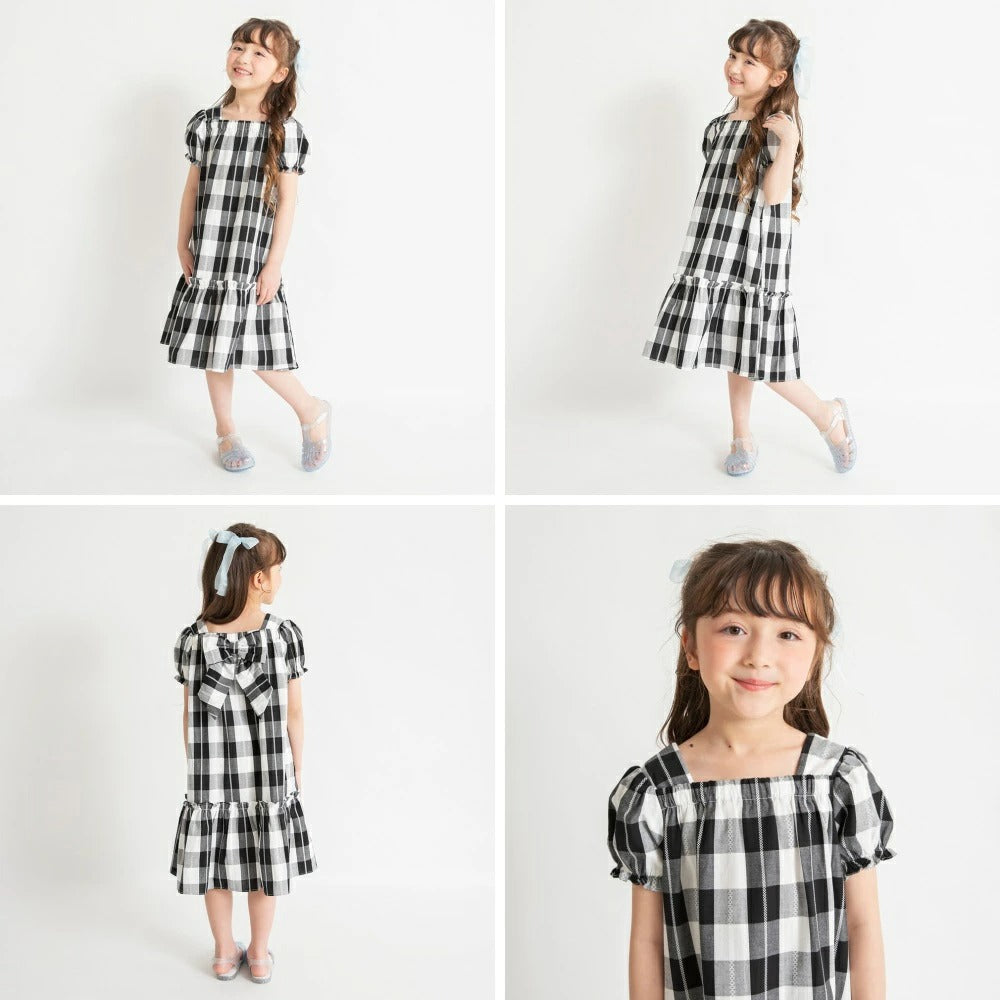 日本童裝 Branshes 格紋蝴蝶結連身裙 80-150cm 女童款 夏季 DRESSES