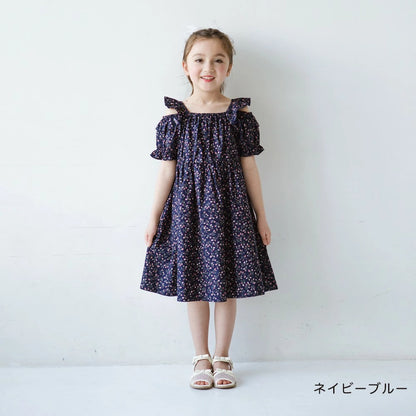 日本童裝 Branshes 碎花露肩連身裙 80-150cm 女童款 夏季 DRESSES