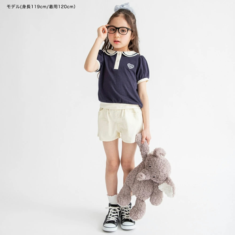 日本童裝 Branshes 接觸冷感 愛心刺繡Polo衫 80-150cm 女童款 夏季 TOPS