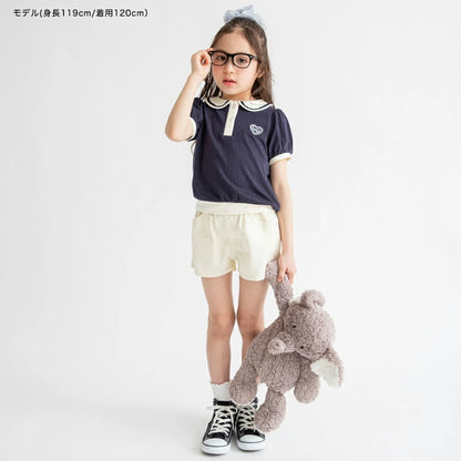 日本童裝 Branshes 接觸冷感 愛心刺繡Polo衫 80-150cm 女童款 夏季 TOPS