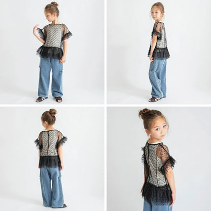 日本童裝 Branshes 心形薄紗上衣及背心套裝 90-150cm 女童款 夏季 TOPS