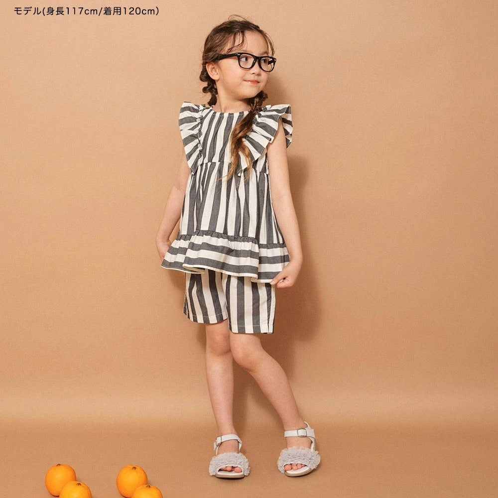 日本童裝 Branshes 染色條紋束腰上衣 80-150cm 女童款 夏季 TOPS