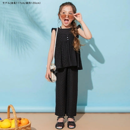 日本童裝 Branshes 提花度假風兩件套裝 80-150cm 女童款 夏季 TOPS PANTS