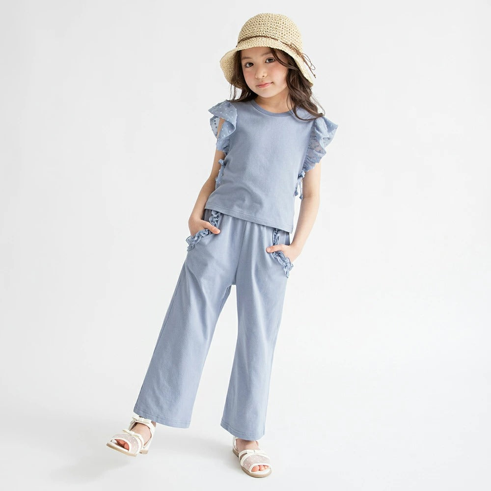 日本童裝 Branshes 荷葉邊袖上衣長褲套裝 80-150cm 女童款 夏季 PANTS